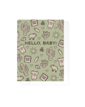 Western Sketch Hello Baby Greeting Card