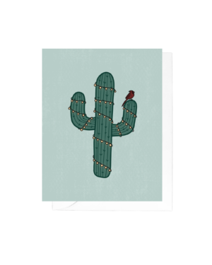 Cardinal Christmas Cactus Greeting Card